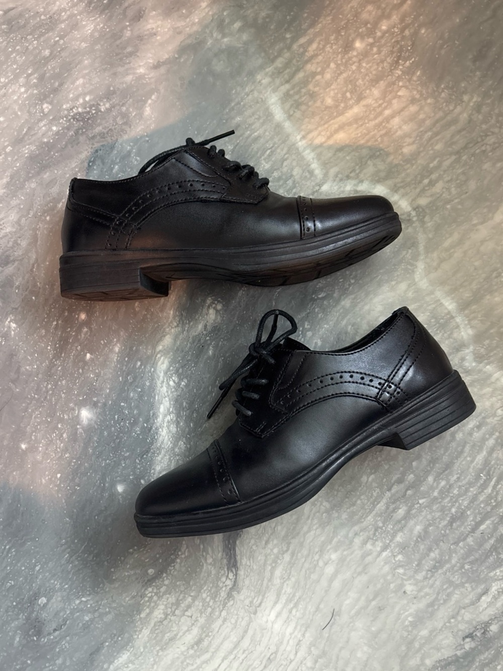 Classic Black Boys Lace-Up Dress Shoes